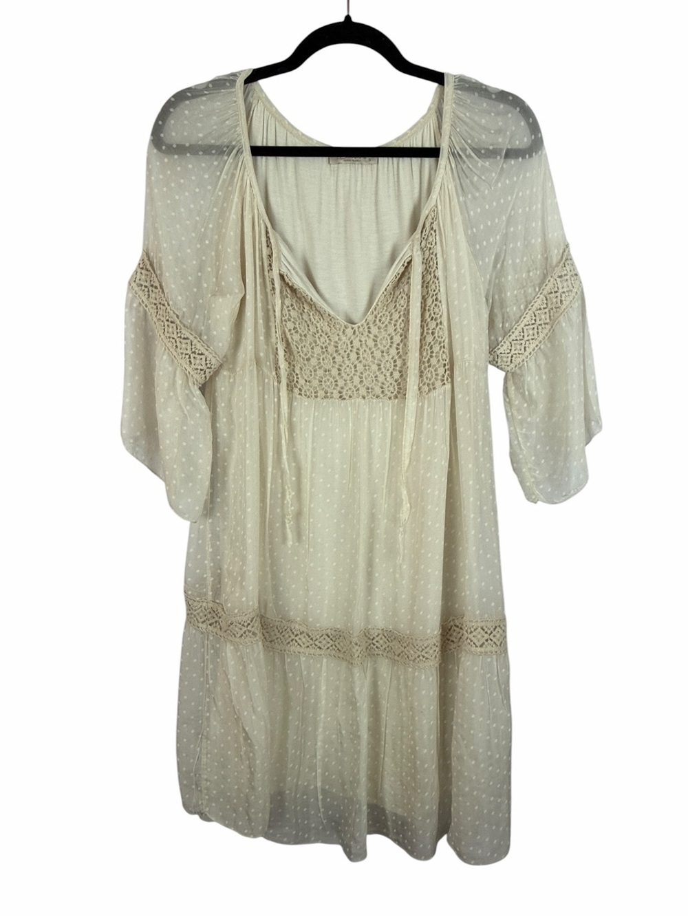 Bellambra Cream Boho Lace Silk Blend Tunic Dress Women’s Small Made in Italy